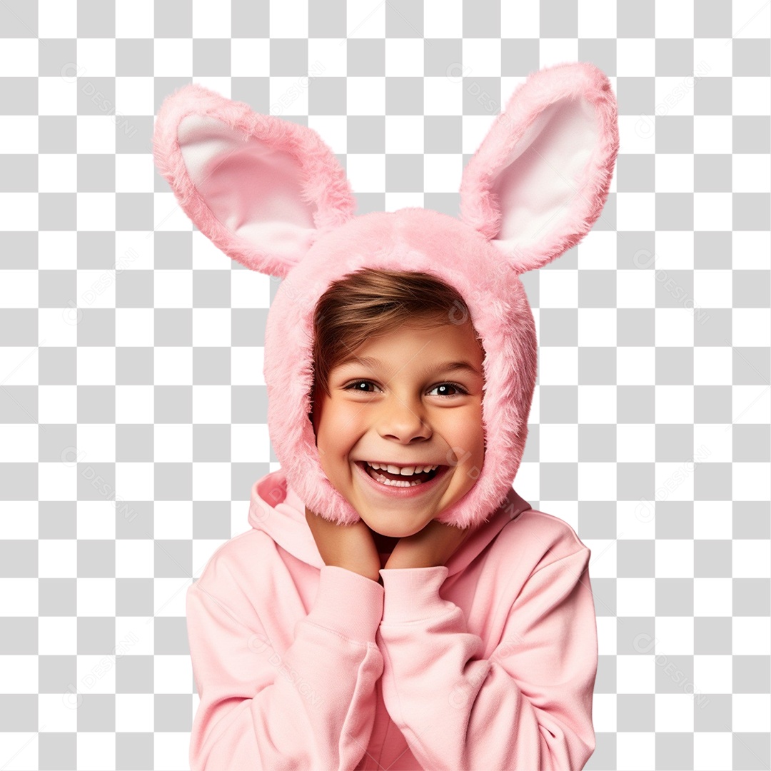 Criança com Fantasia Para Páscoa PNG Transparente