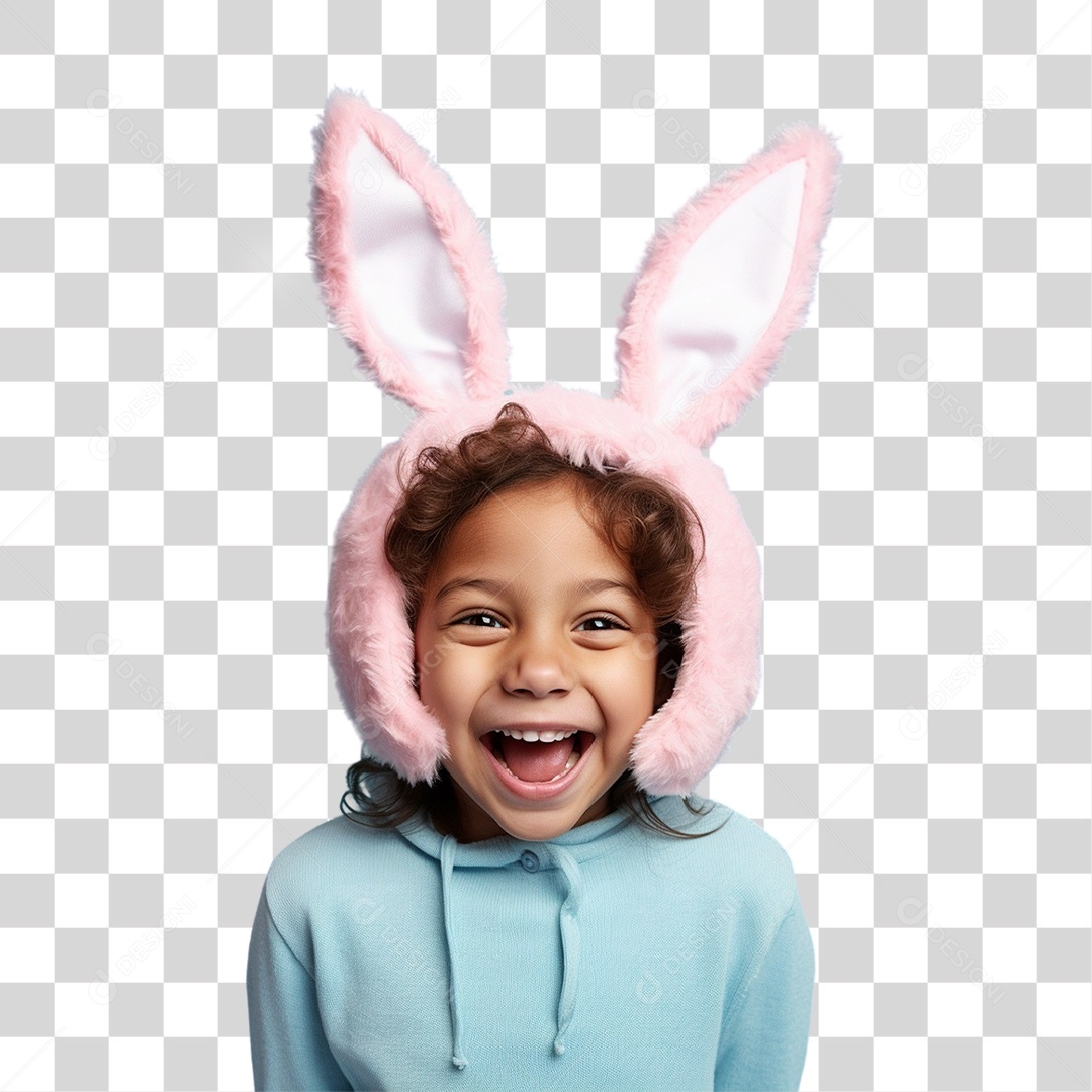 Criança com Fantasia Para Páscoa PNG Transparente