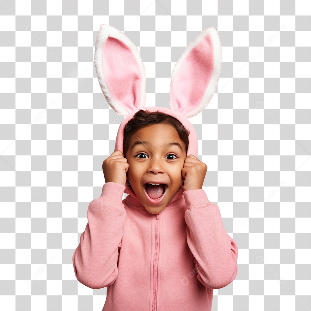 Criança com Fantasia Para Páscoa PNG Transparente