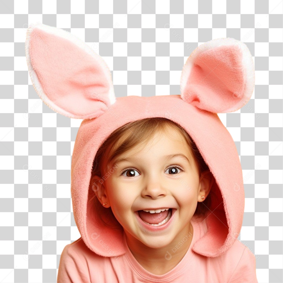 Criança com Fantasia Para Páscoa PNG Transparente