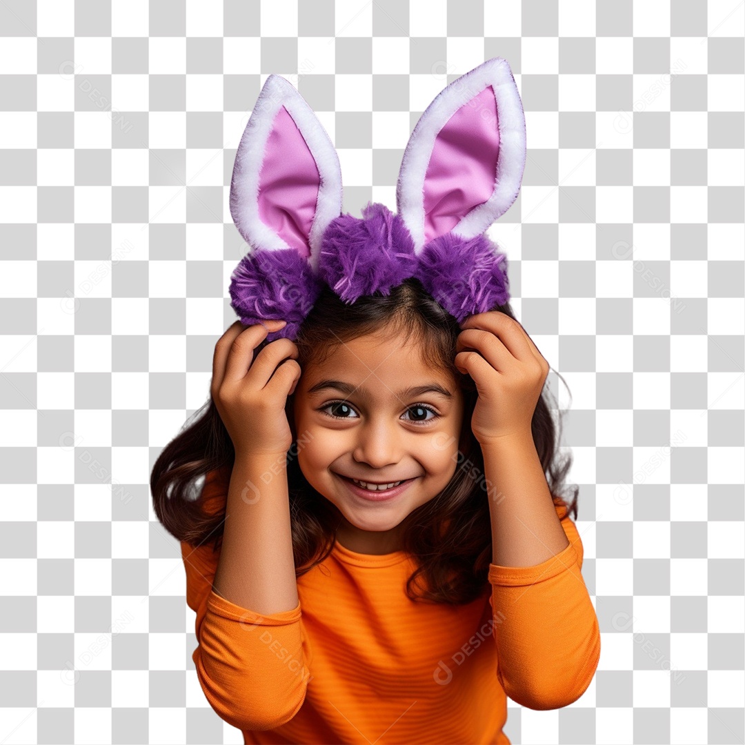 Criança com Fantasia Para Páscoa PNG Transparente