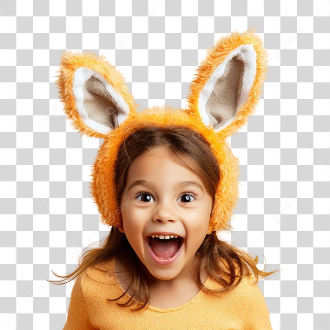 Criança com Fantasia Para Páscoa PNG Transparente