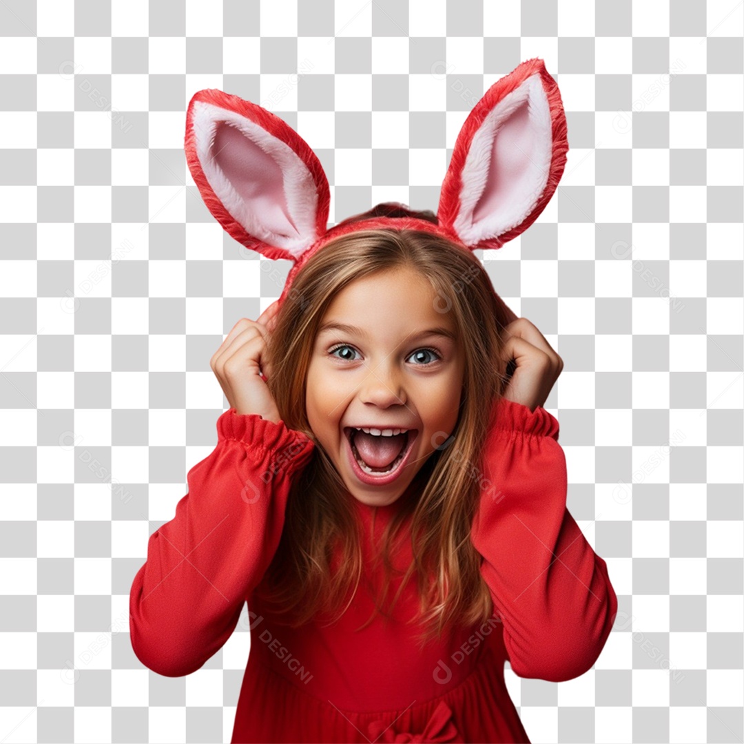 Criança com Fantasia Para Páscoa PNG Transparente