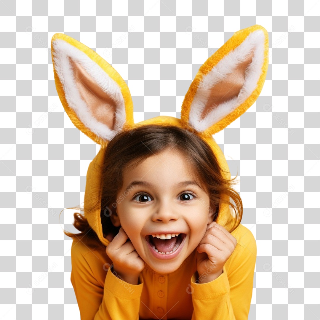 Criança com Fantasia Para Páscoa PNG Transparente