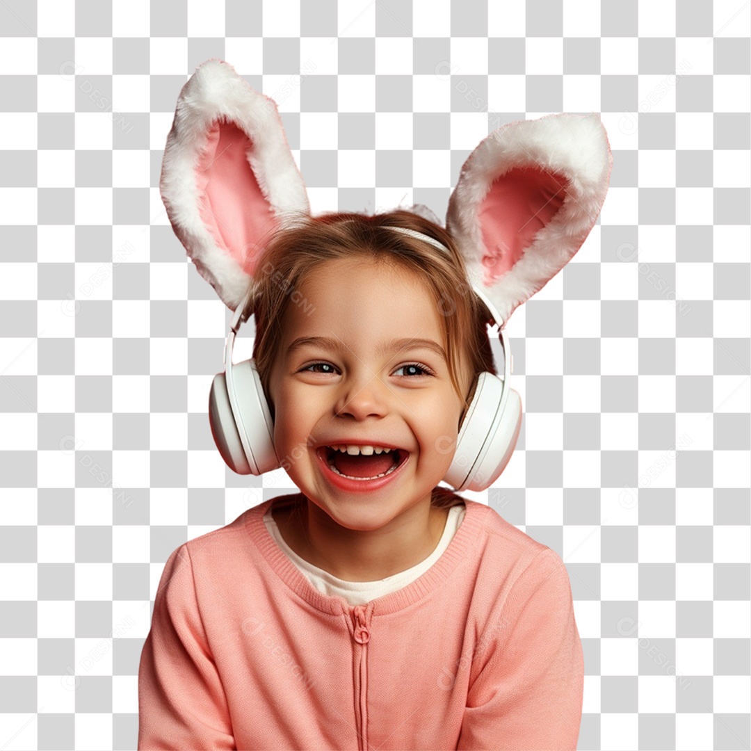 Criança com Fantasia Para Páscoa PNG Transparente