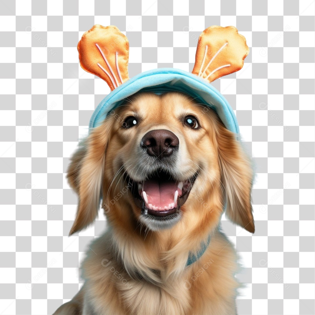Cachorro Pet Animal com Chapéu de Coelho PNG Transparente