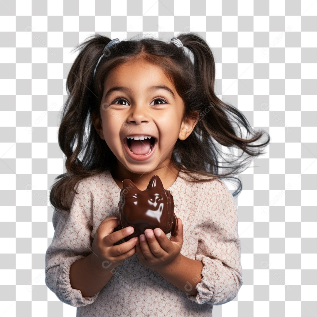 Criança Alegre com a Páscoa Chocolate Ovos Fantasias PNG Transparente