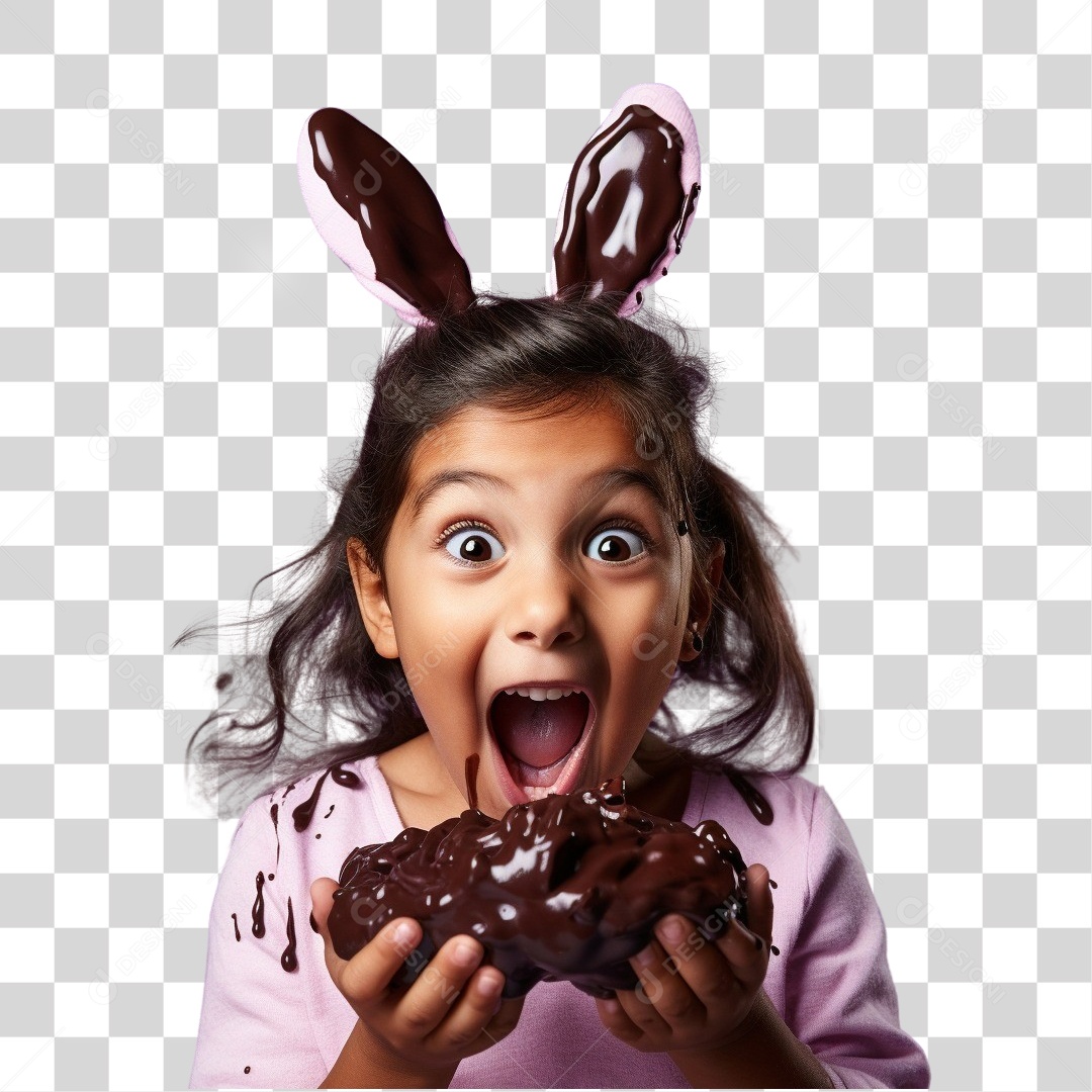 Criança Alegre com a Páscoa Chocolate Ovos Fantasias PNG Transparente