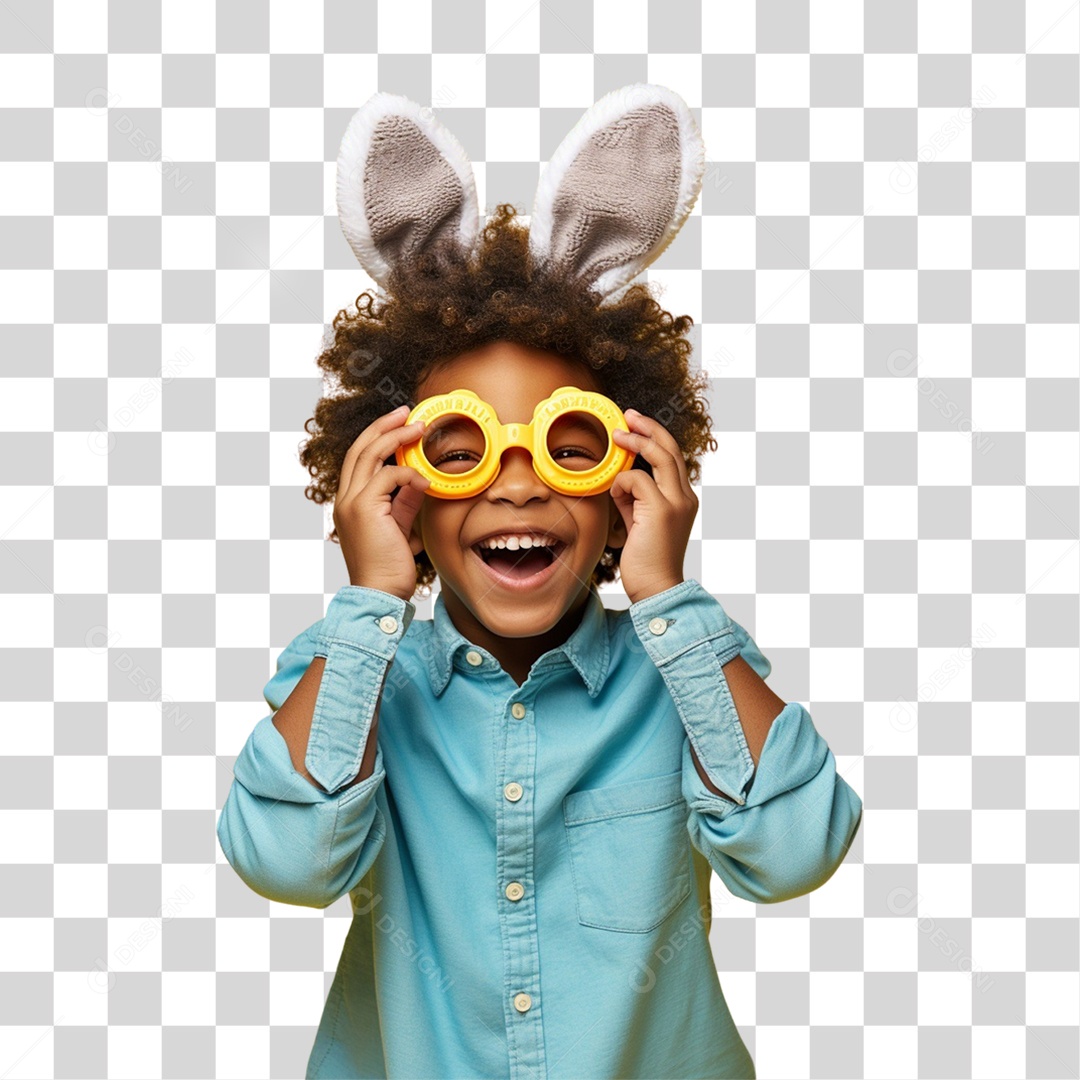 Criança Alegre com a Páscoa Chocolate Ovos Fantasias PNG Transparente