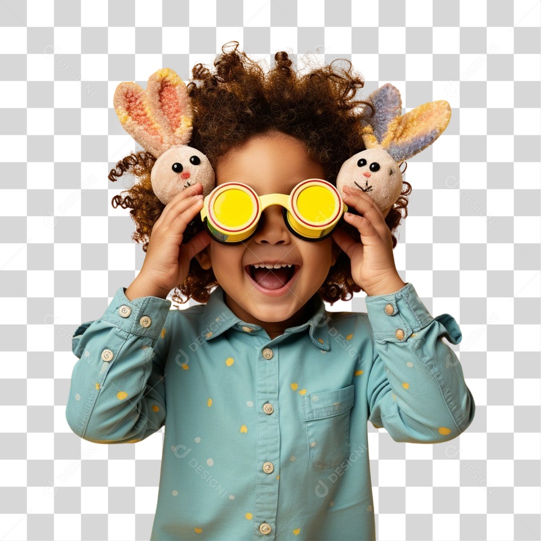 Criança Alegre com a Páscoa Chocolate Ovos Fantasias PNG Transparente