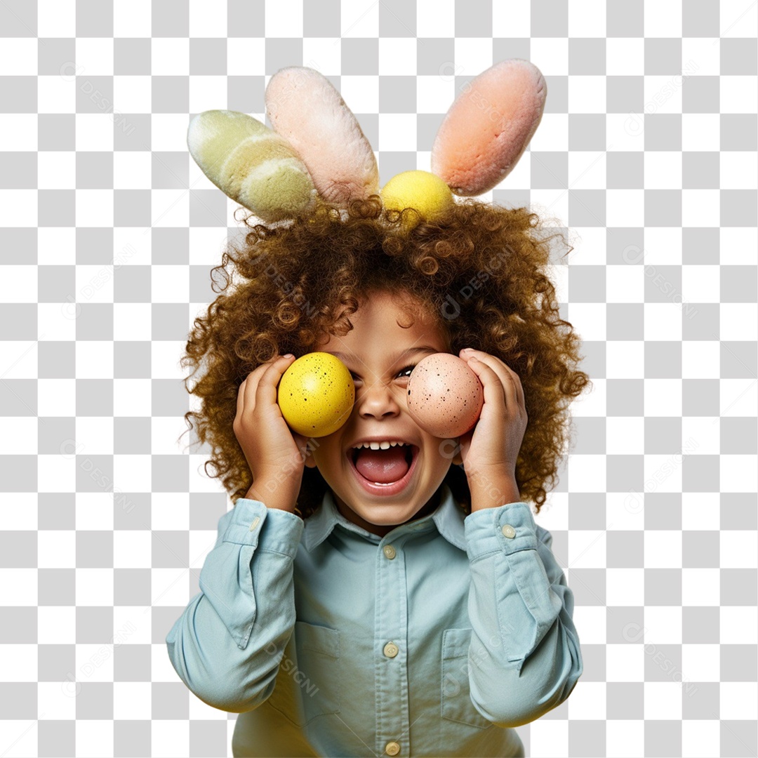 Criança Alegre com a Páscoa Chocolate Ovos Fantasias PNG Transparente