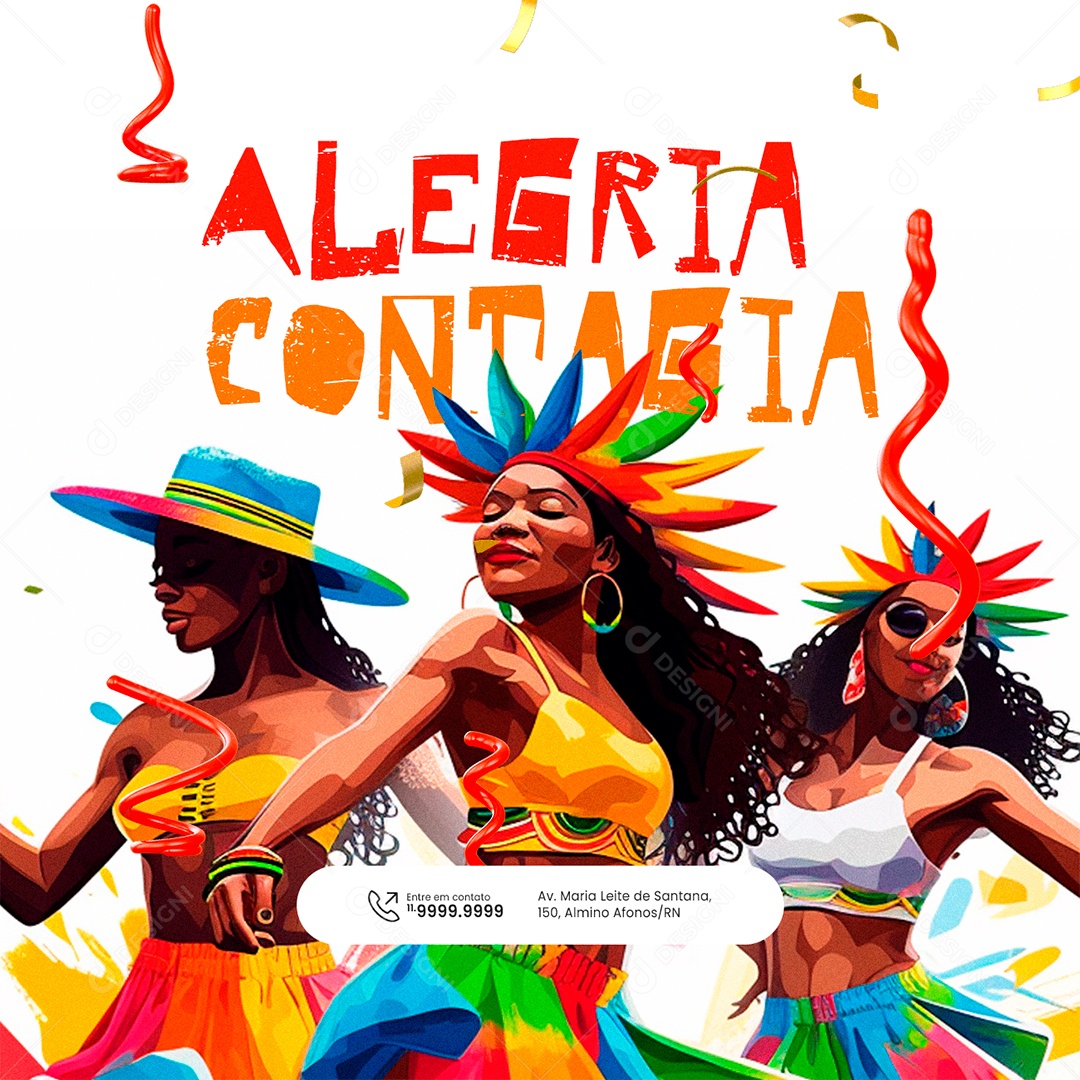 Carnaval Alegria contagia Social Media PSD Editável