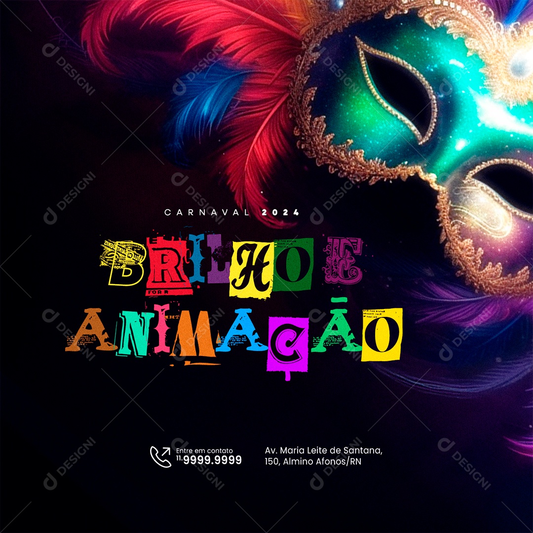 Carnaval 2024 Brilho e Animação Social Media PSD Editável