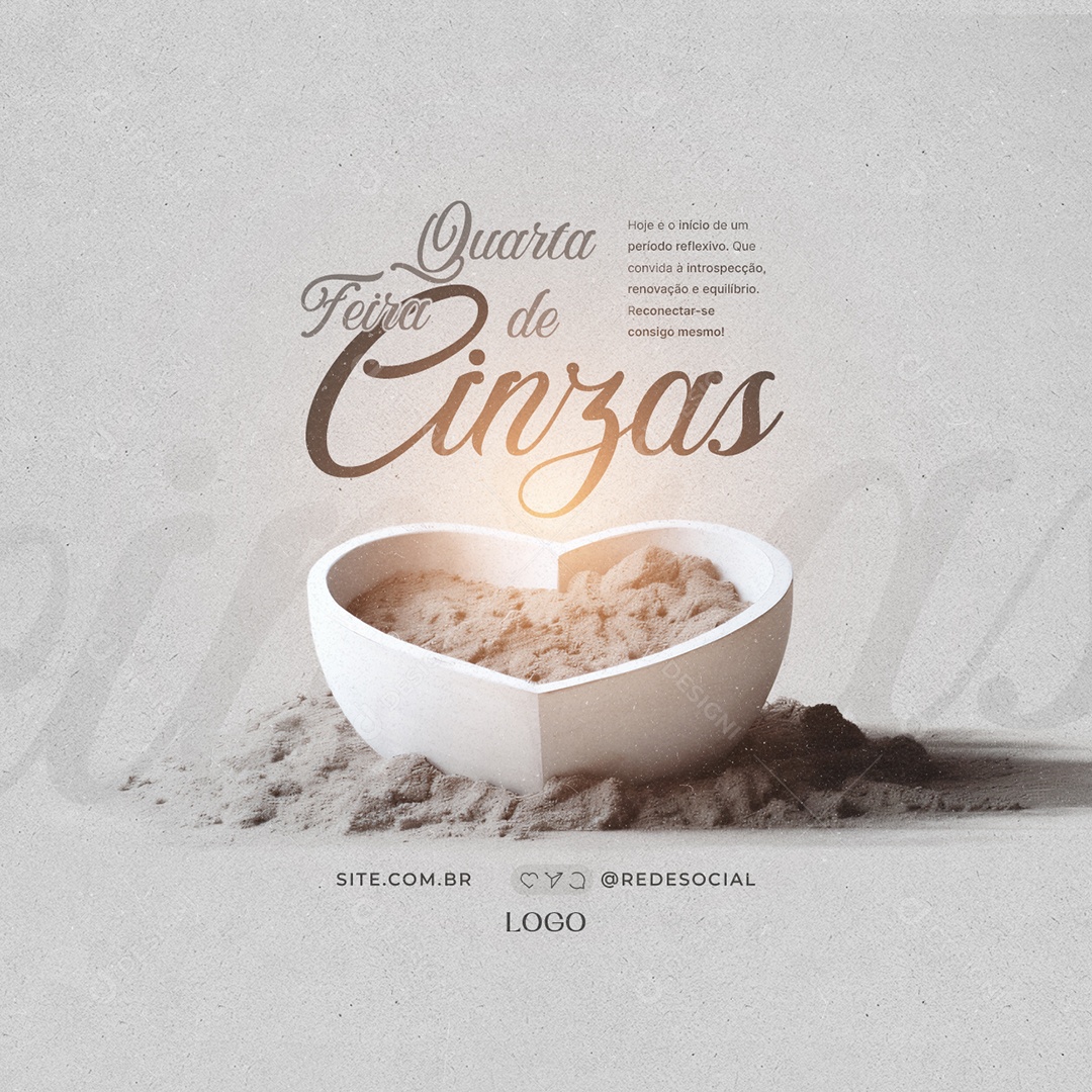 Quarta Feira de Cinzas 14 de Fevereiro renovação e equilíbrio Social Media PSD Editável