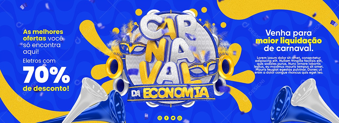 Social Media Banner Carnaval da Economia As melhores ofertas Eletros PSD Editável