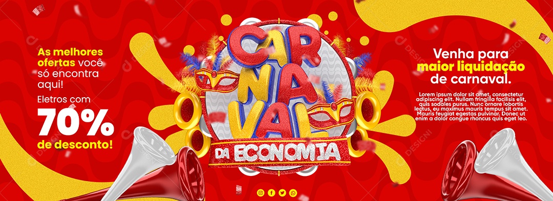 Banner Carnaval da Economia As melhores ofertas Eletros Social Media PSD Editável