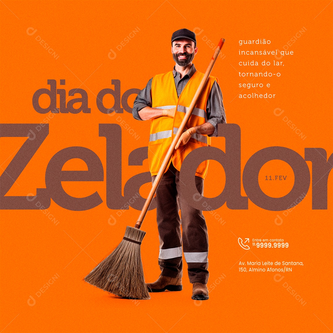 Dia do Zelador 11 De Fevereiro guardião incansável que cuida do lar Social Media PSD Editável