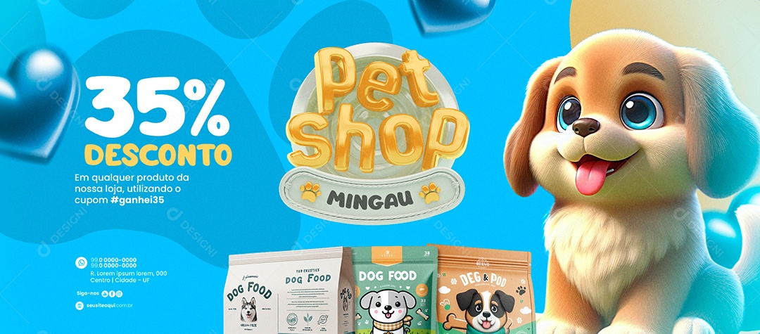 Banner Pet Shop Mingau 35% Desconto Social Media PSD Editável