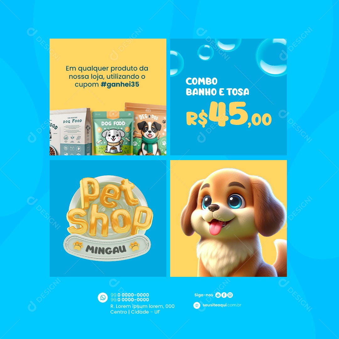 Pet Shop Combo Banho e Tosa Social Media PSD Editável