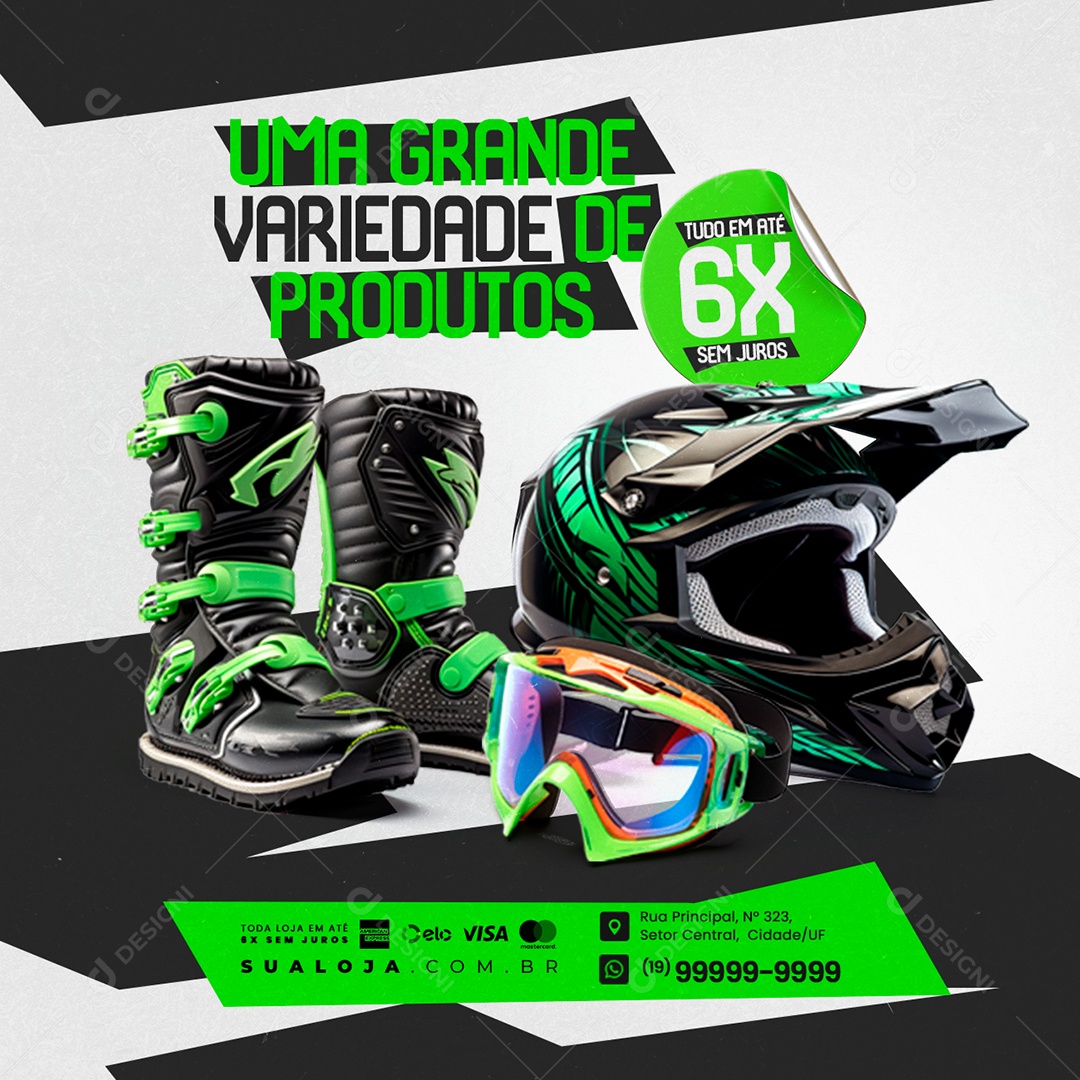 Loja de Acessórios de Motocross uma Grande Variedade de Produtos Social Media PSD Editável