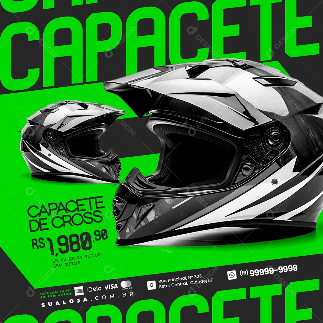 Loja de Acessórios de Motocross Capacete de Cross Social Media PSD Editável