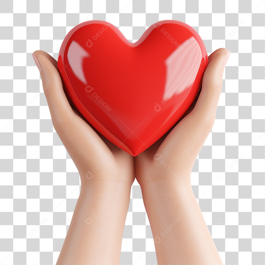 Mãos Segurando Coração PNG Transparente