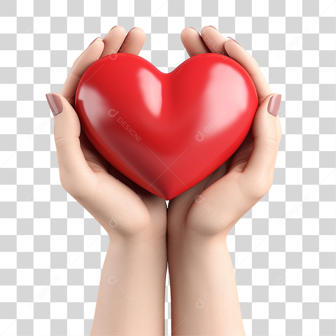 Mãos Segurando Coração PNG Transparente