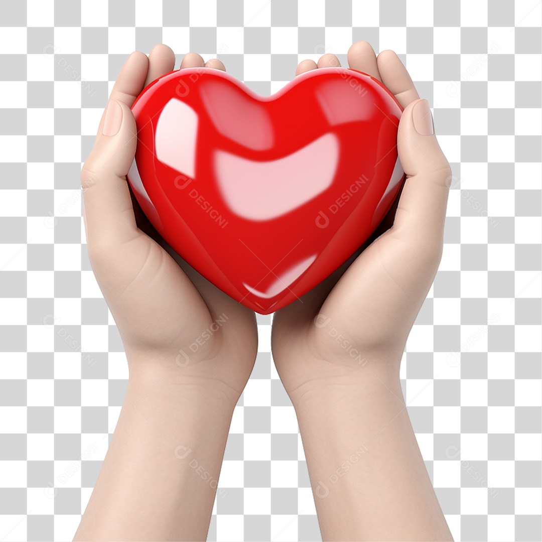 Mãos Segurando Coração PNG Transparente