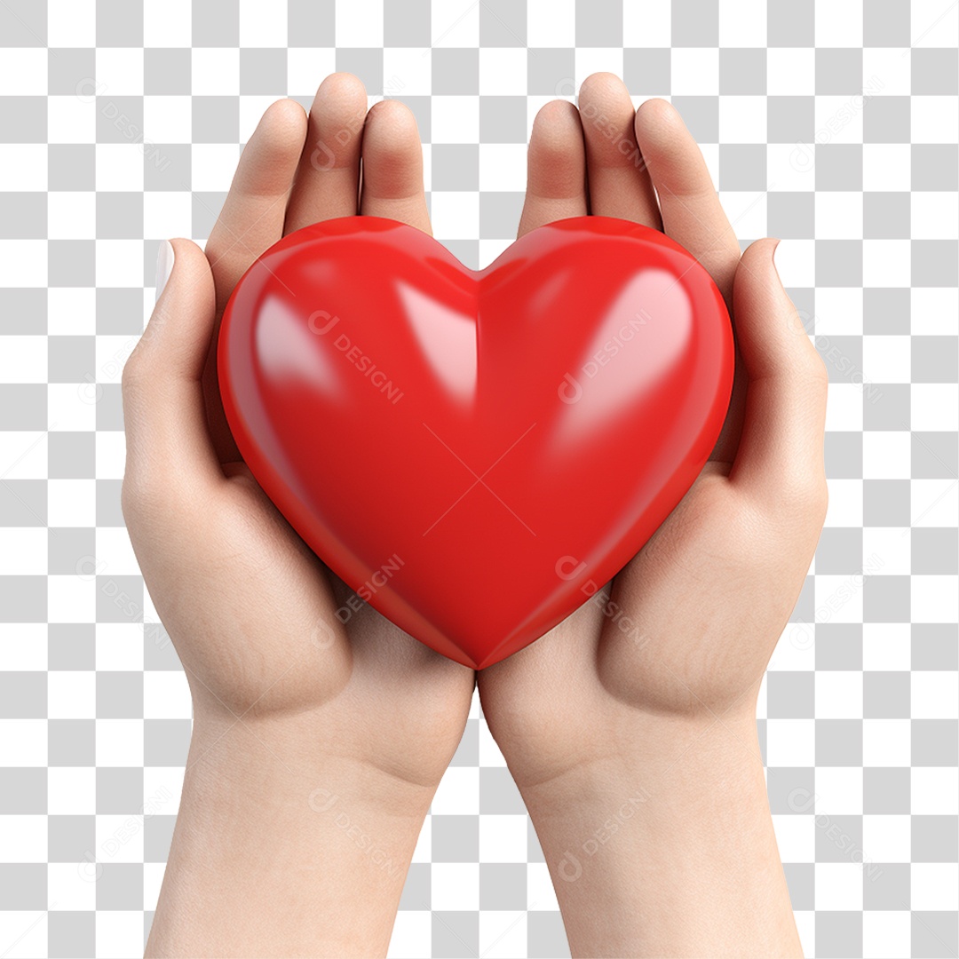 Mãos Segurando Coração PNG Transparente