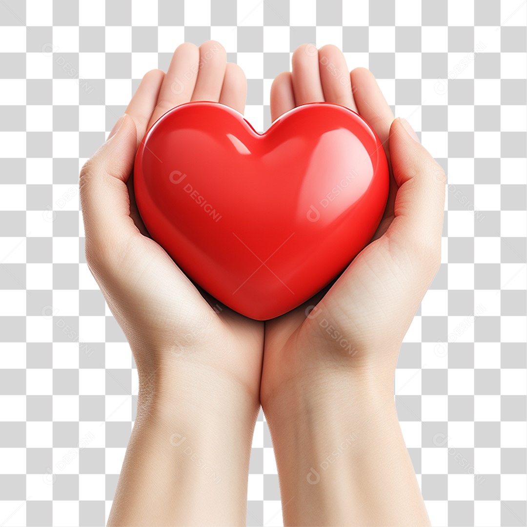 Mãos Segurando Coração PNG Transparente