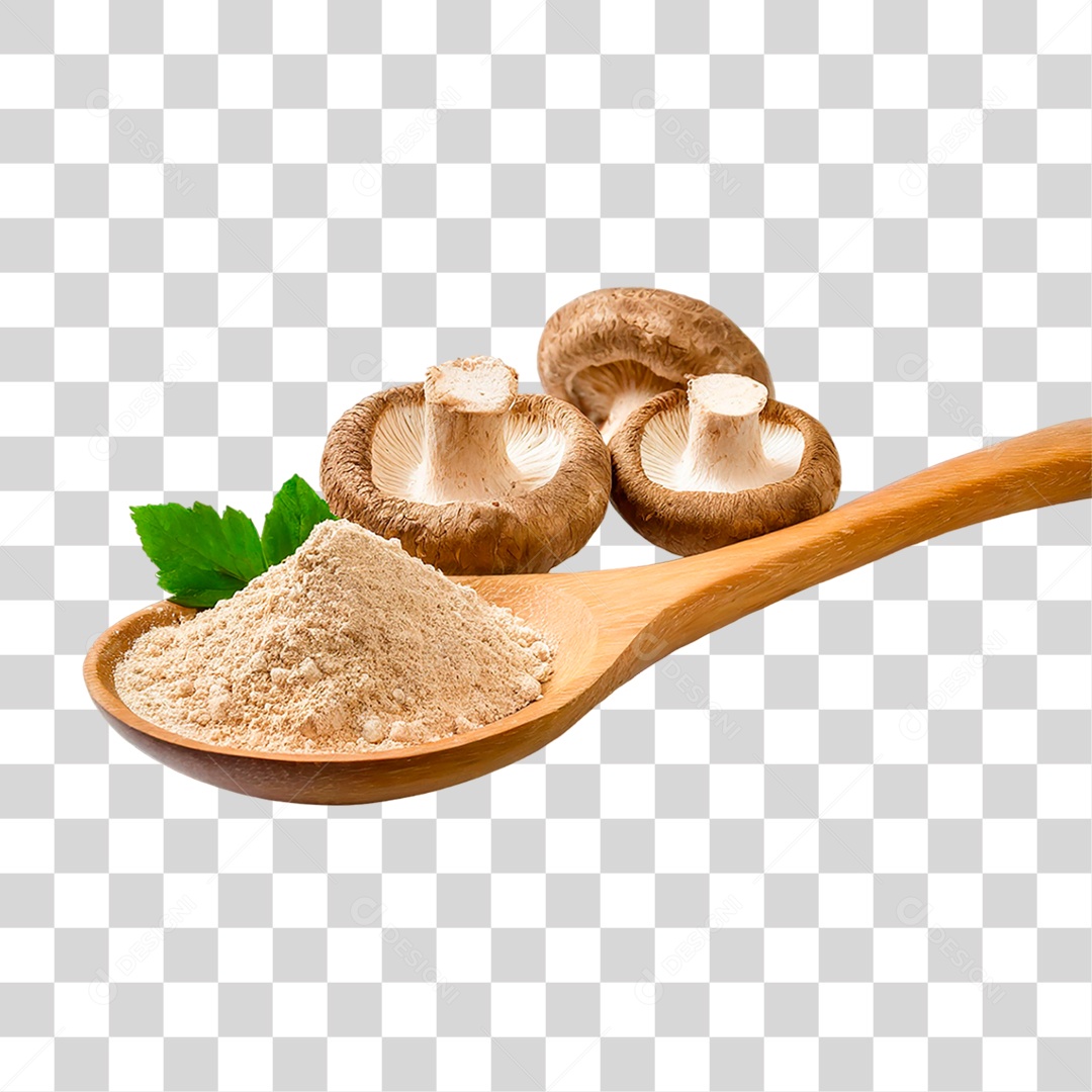 Pó de Cogumelo em Colher PNG Transparente