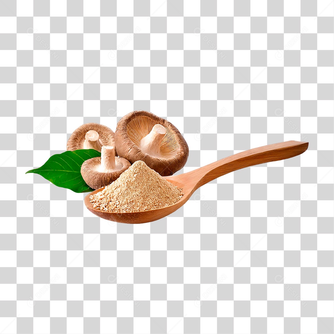 Pó de Cogumelo em Colher PNG Transparente