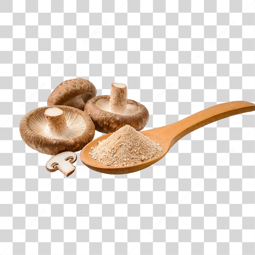 Pó de Cogumelo em Colher PNG Transparente