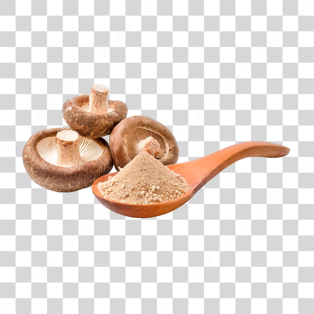 Pó de Cogumelo em Colher PNG Transparente