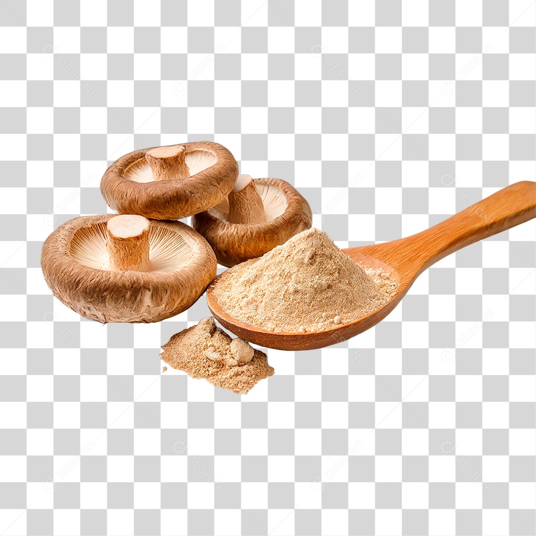 Pó de Cogumelo em Colher PNG Transparente