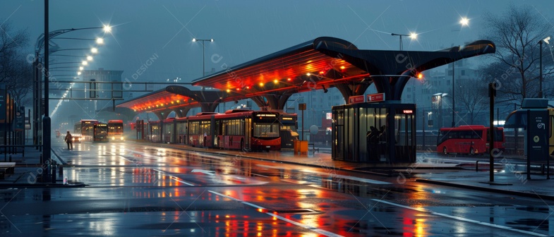 Estação rodoviária IA generativa moderna.