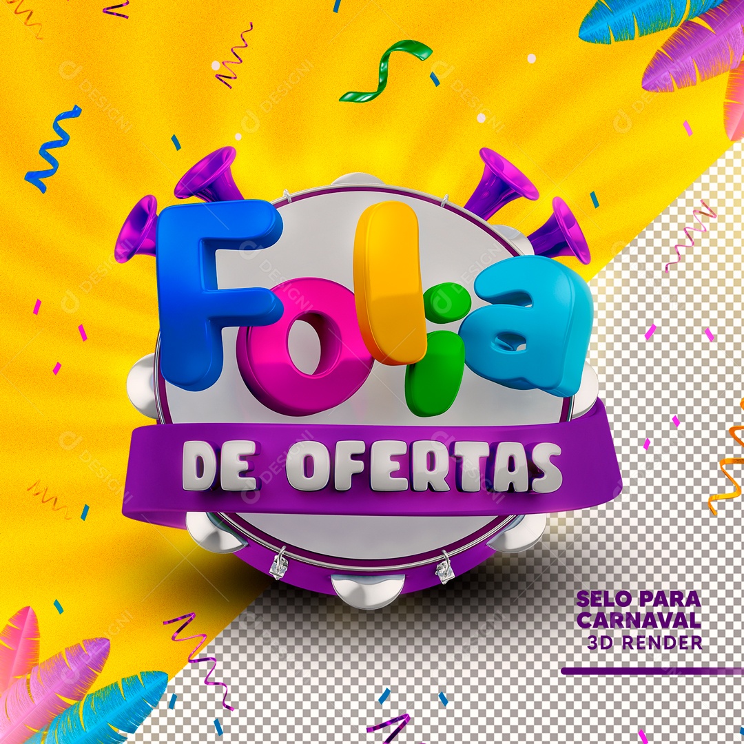 Folia de  Ofertas Selo 3D Coloridos para Composição PSD