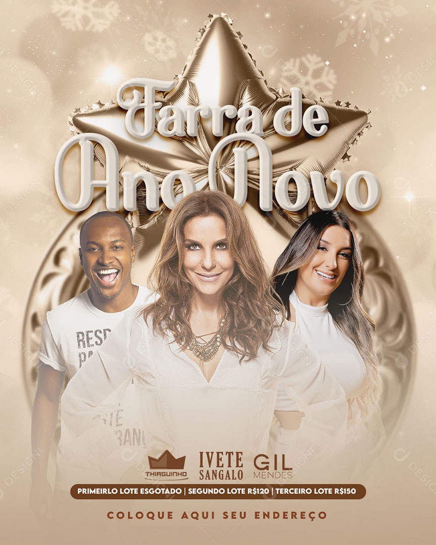 Ano Novo Post para Evento Feed Social Media PSD Editável