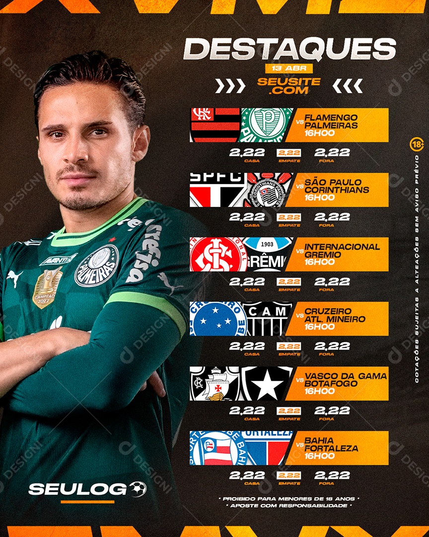 Casa de Apostas Destaques Seusite.com Social Media PSD Editável