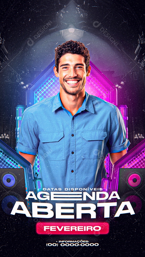 Story Flyer Agenda Aberta Datas disponíveis Fevereiro Social Media PSD Editável