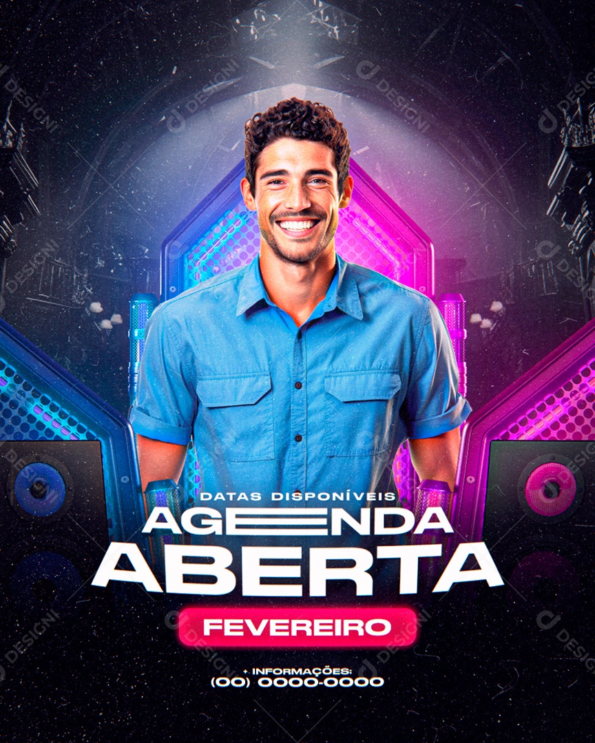 Flyer Agenda Aberta Datas disponíveis Fevereiro Social Media PSD Editável