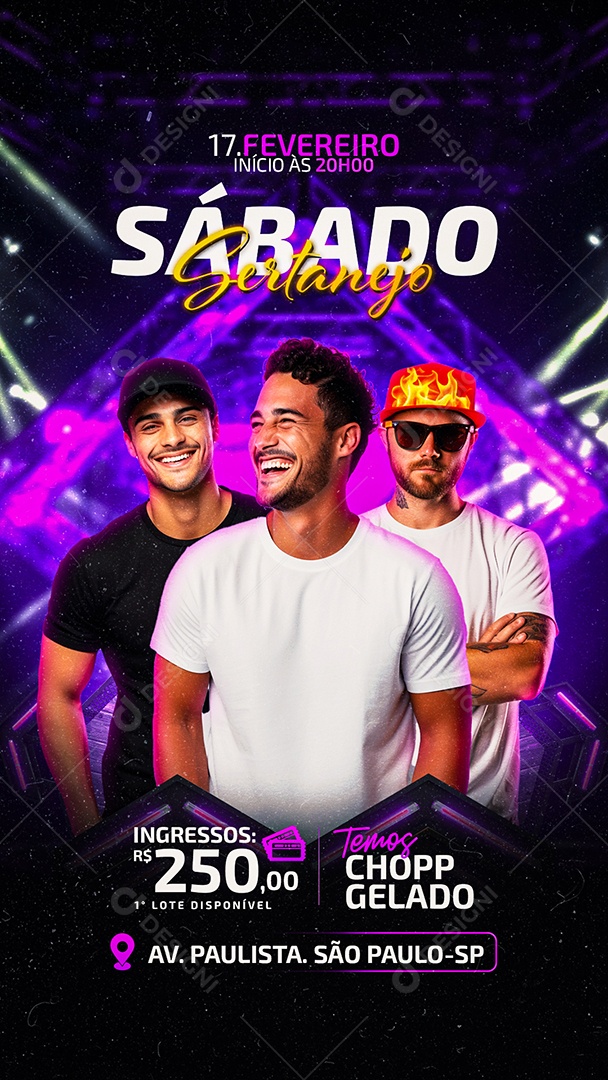 Story Flyer Sábado Sertanejo Temos Chopp gelado Social Media PSD Editável