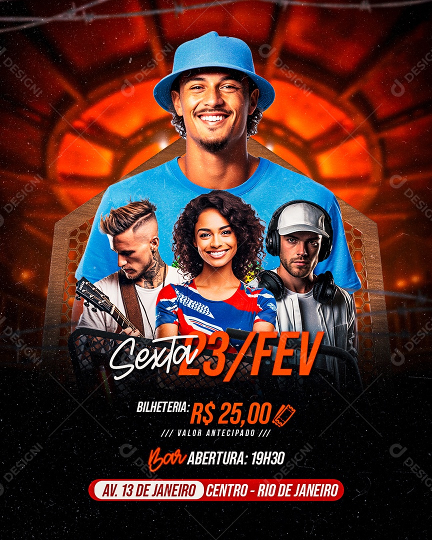 Flyer Sexta Show Fevereiro Social Media PSD Editável