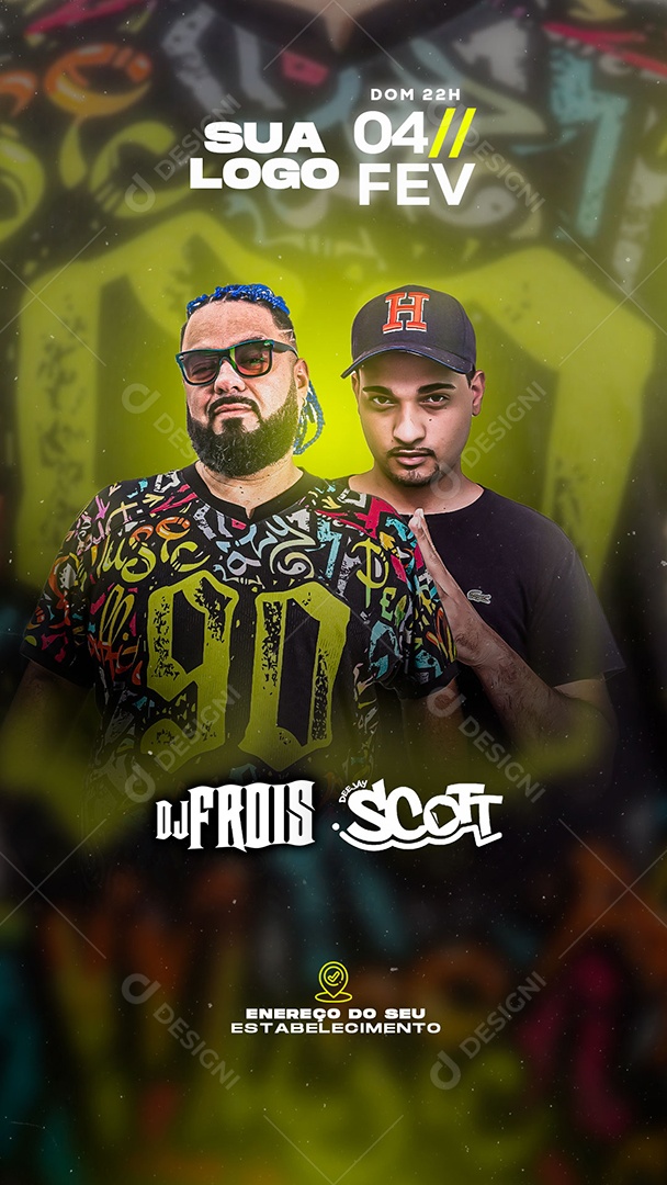 Flyer DJ Frois e Scott Social Media PSD Editável