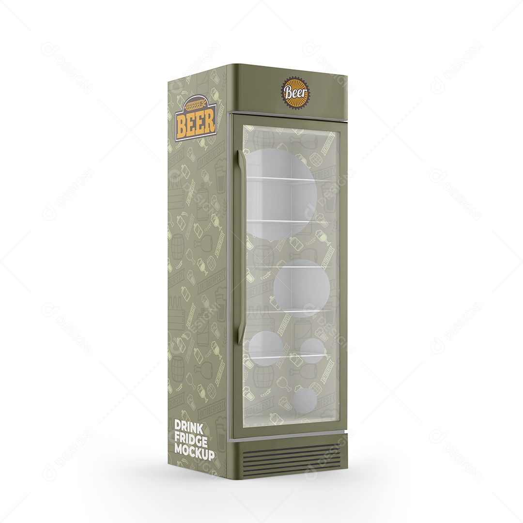 Geladeira Com Vidro na Frente PSD Editável Mockup