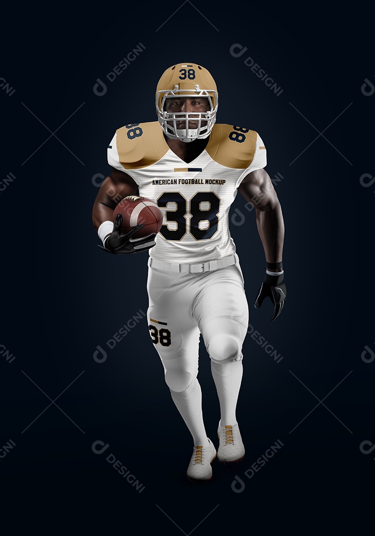 Jogador de Futebol Americano Correndo PSD Editável Mockup