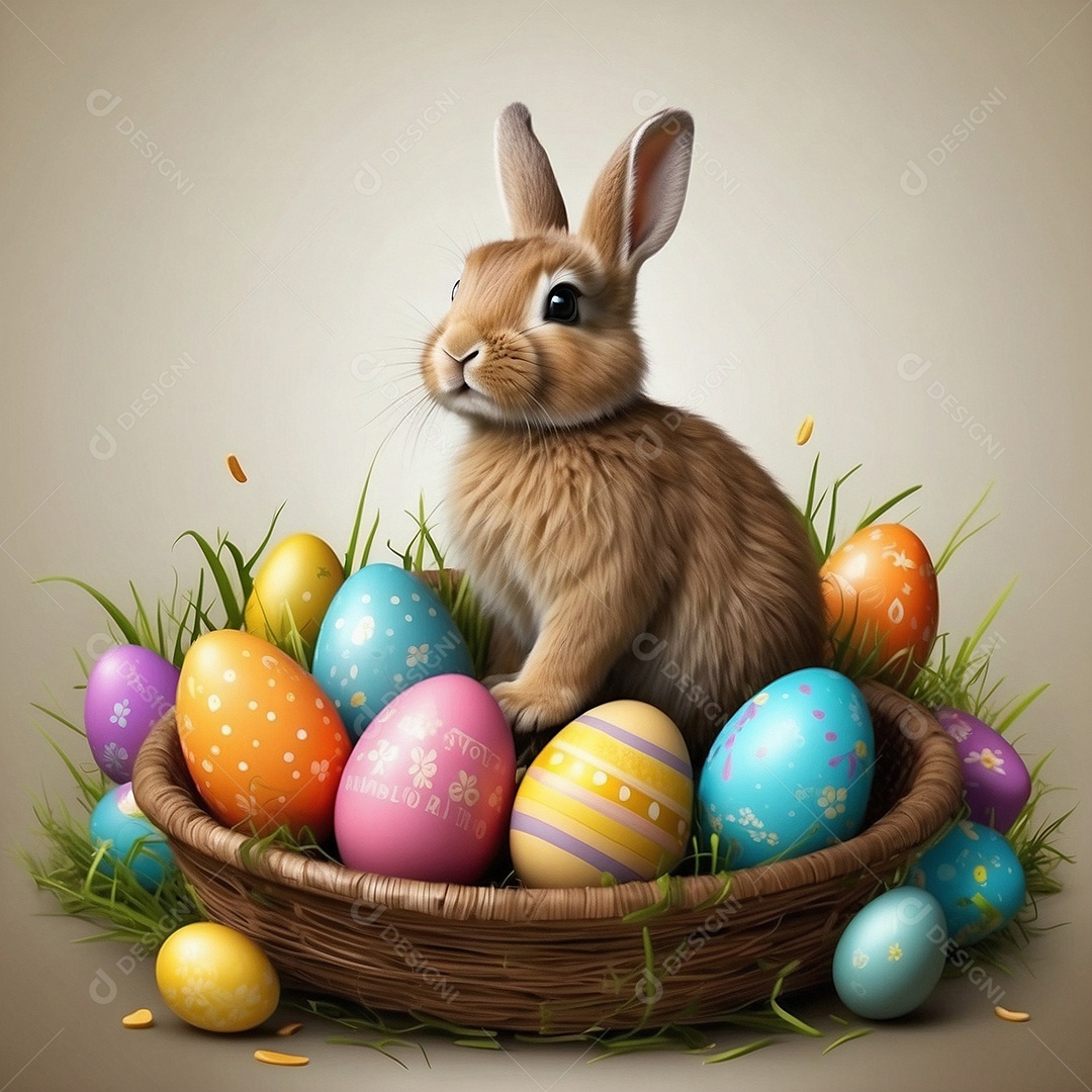 Design de modelo de segunda-feira de Páscoa com coelhos e ovos para história em mídia social IA generativa