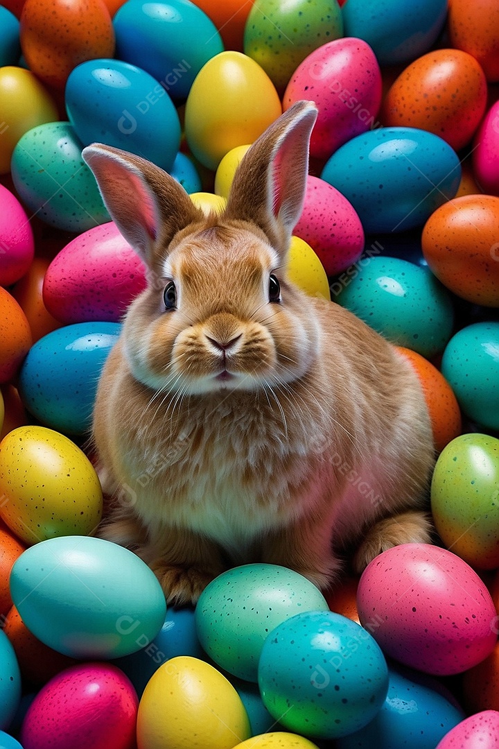 Design de modelo de segunda-feira de Páscoa com coelhos e ovos para história em mídia social IA generativa