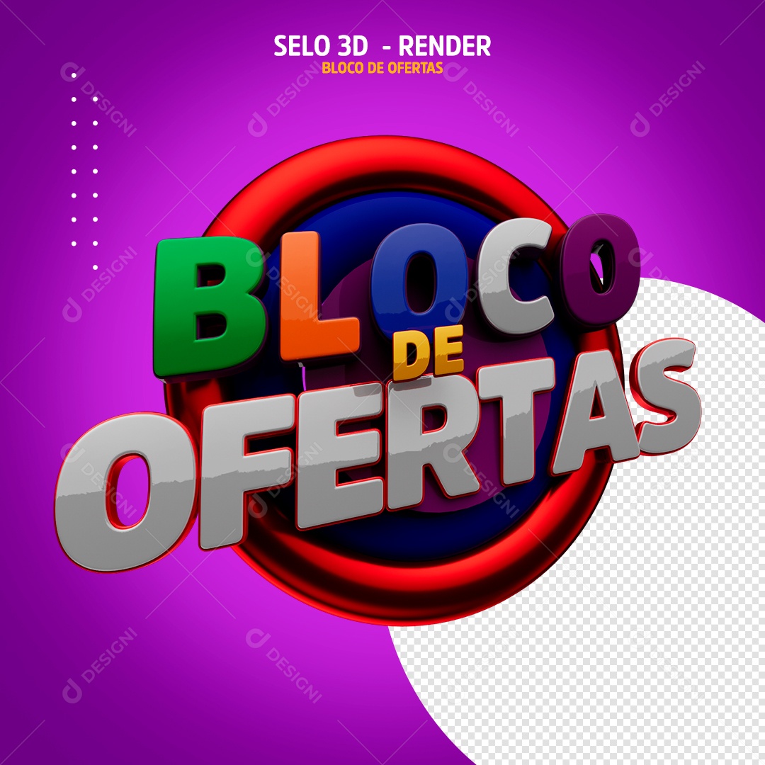 Bloco De Ofertas Selo 3D Colorido para Composição PSD