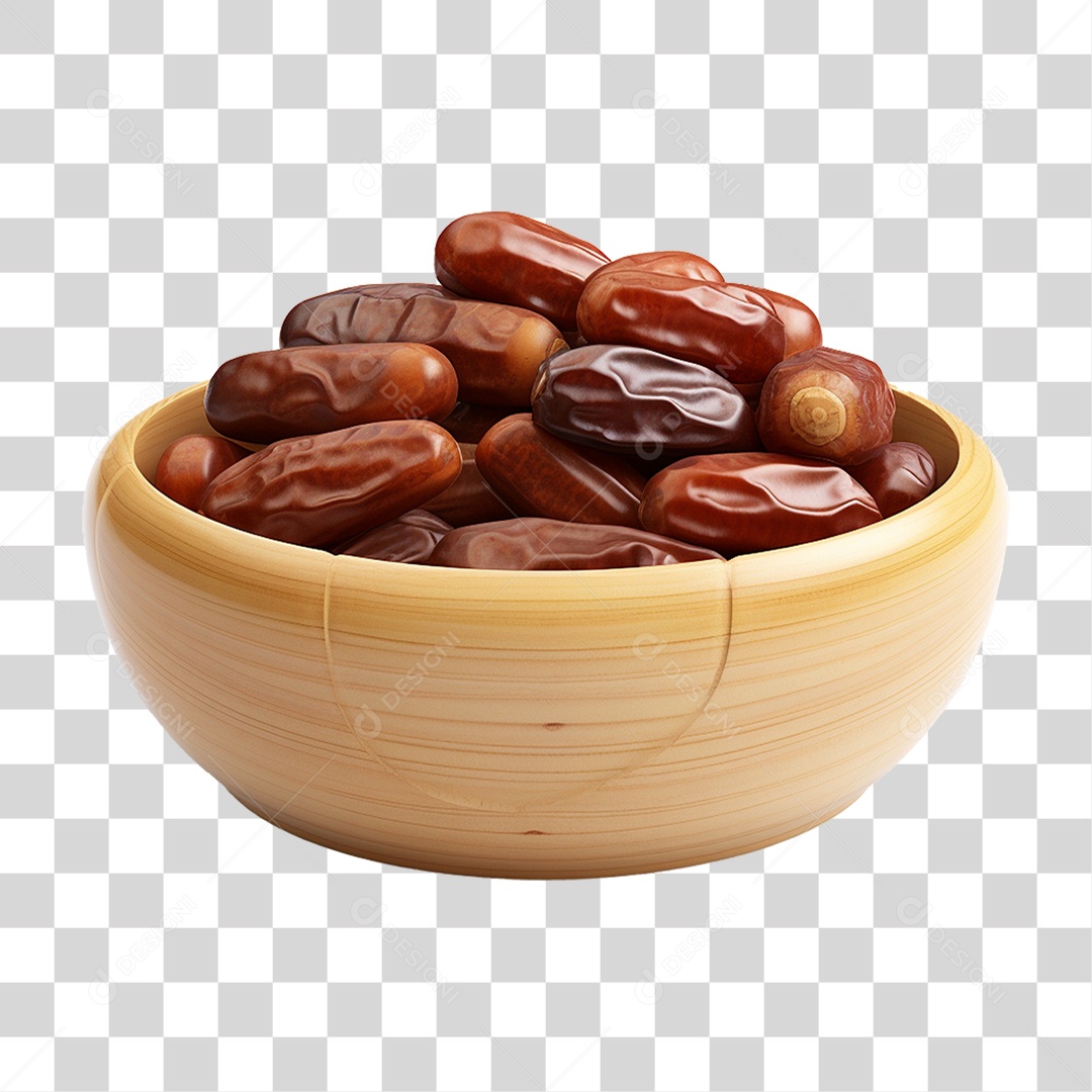 Vasilha de Madeira com Castanhas PNG Transparente